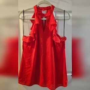 Worthington Bright Orange Ruffle Halter Blouse